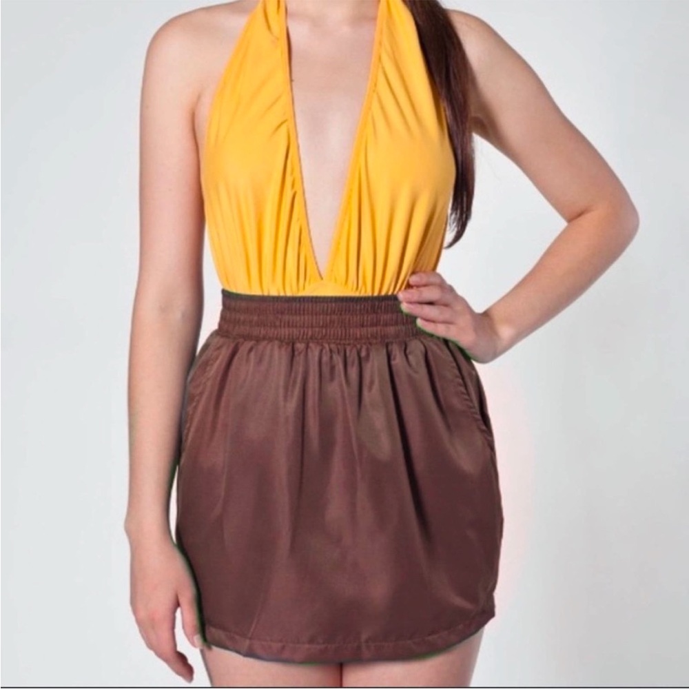 American Apparel Micro Fiber Polyester Tulip Skirt in Bronze Sz S